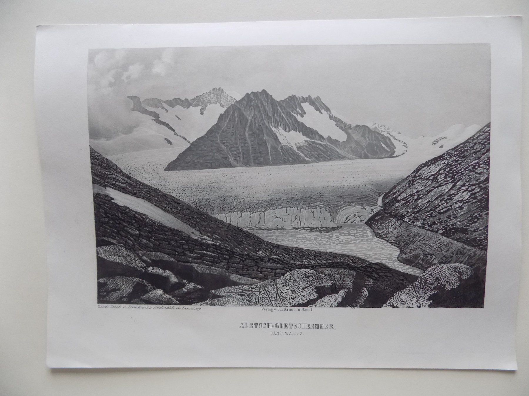 Stiche: Aletschgletscher Stahlstich Rohbock – Gebraucht aus Risch von Antikfee