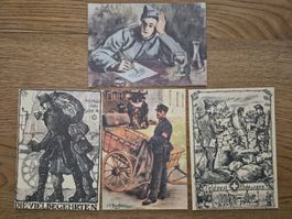 4 Feldpostkarten gemäss Bildern (Reproduktionen)