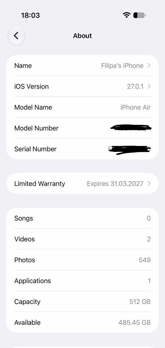 Apple Handys / Smartphones: iPhone Air White 512 GB  – Gebraucht aus Lausanne von laminas 7
