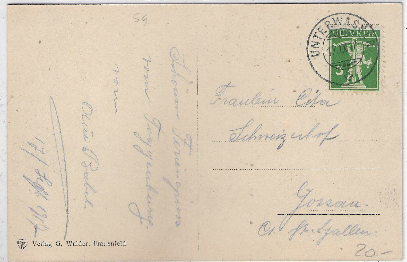 Cartoline postali: Unterwasser - Hotel Sternen – Usato da Ettingen venduto da Kartenplanet 1