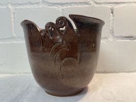 Exklusive Keramik Vase, Braun/Bronze, Handarbeit, Herbstdeko