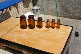 6 x APOTHEKERFLASCHE /N MEDIZIN FLASCHEN / GLÄSER