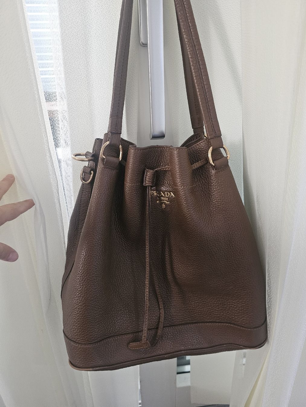 Prada Borse da donna: Prada Leder-Tasche Dunkelbraun – Usato da Zunzgen venduto da Fleksi 9