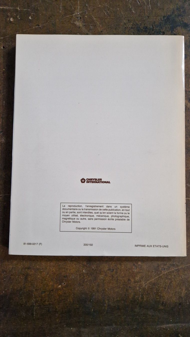 Libri: Methodes de diagnostic: Chrysler International 1992 – Usato da Zürich venduto da jhkag 3