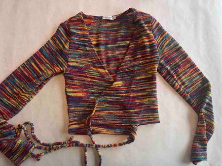 Strickjacke Attraktiv bunt mit Bindeband neuwertig