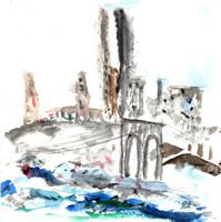 Aquarell: Grossstadt