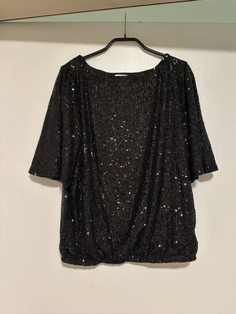 Damen Oberteil LASCANA schwarz Pailletten Grösse 40/42