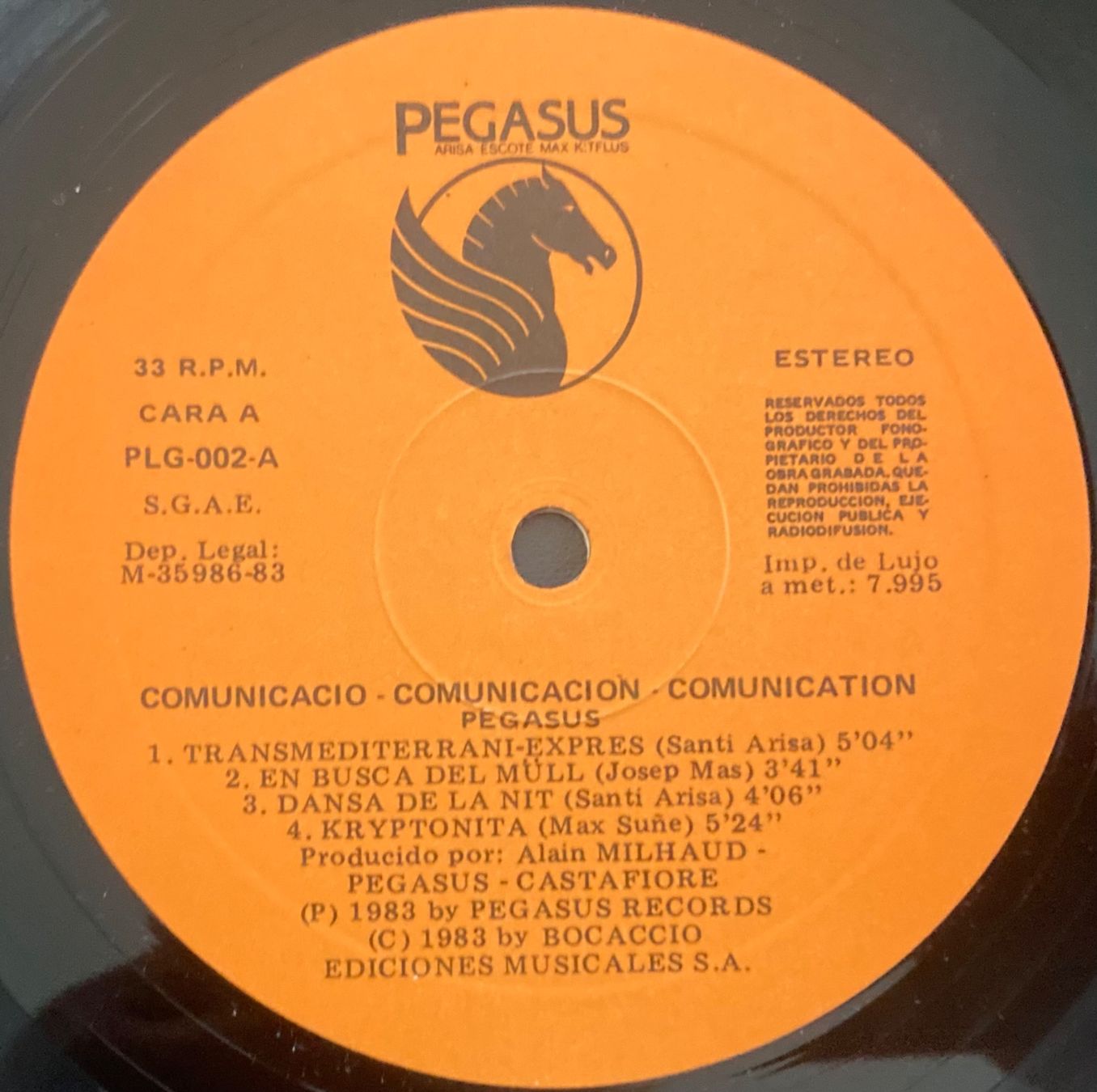 Dischi in vinile: PEGASUS - ARISA ESCOTE KITFLUS MAX - COMUNICACIO COMUNICACIO – Usato da Poliez-Pittet venduto da Newtown-Records 2