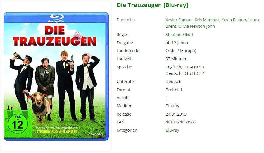 Tutti i DVDs: Die Trauzeugen (Bluray) – Usato da Buchrain venduto da Sssschaller