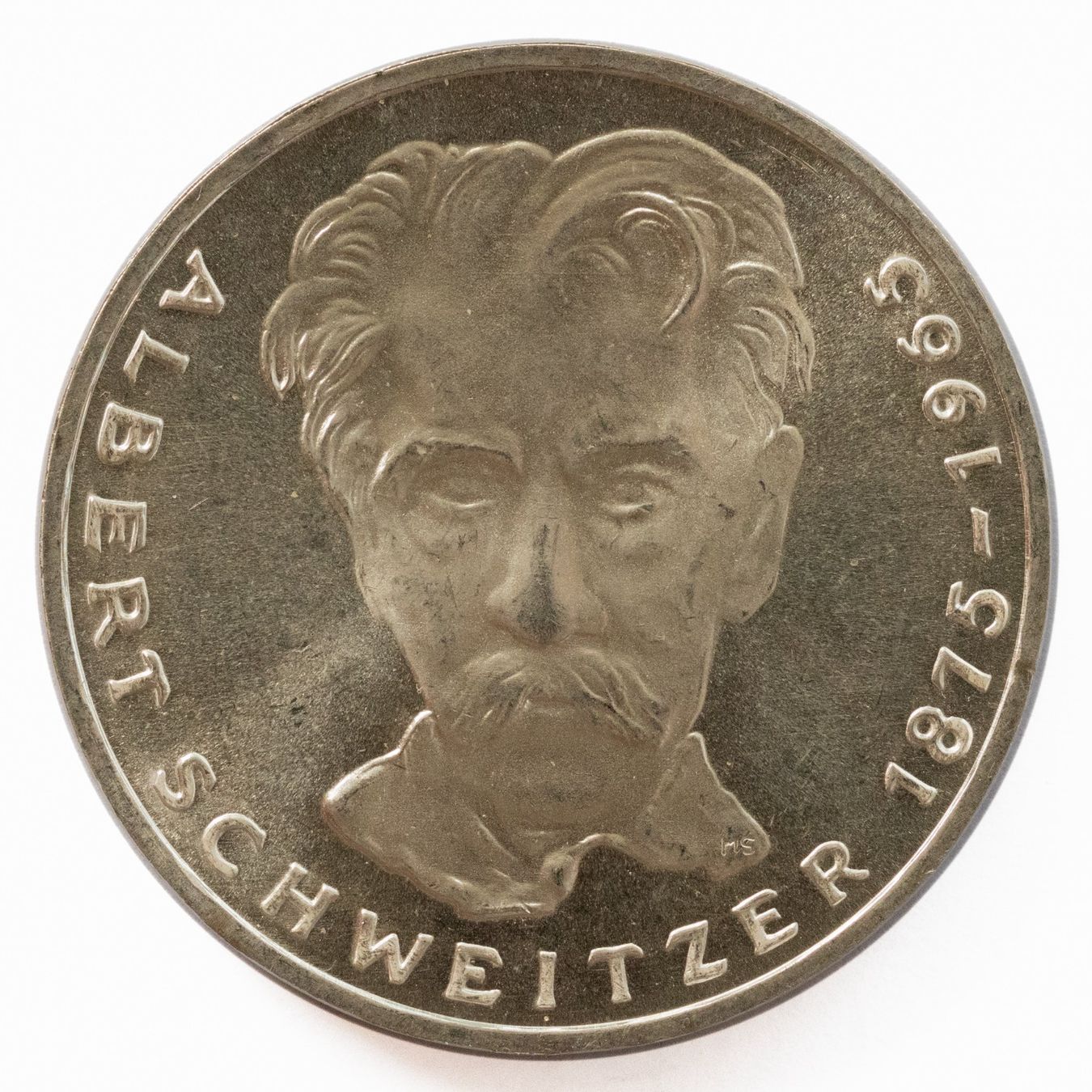 Tutti le monete: Deutschland 5 Mark Albert Schweitzer 1975 Silber – Usato da Rotkreuz venduto da num_6343