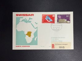 Swissair Erstflugbrief Genf-Kinshasa 1970