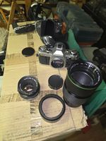 Canon AE-1 analog Kamera mit Objektiven & Zubehör, Top!