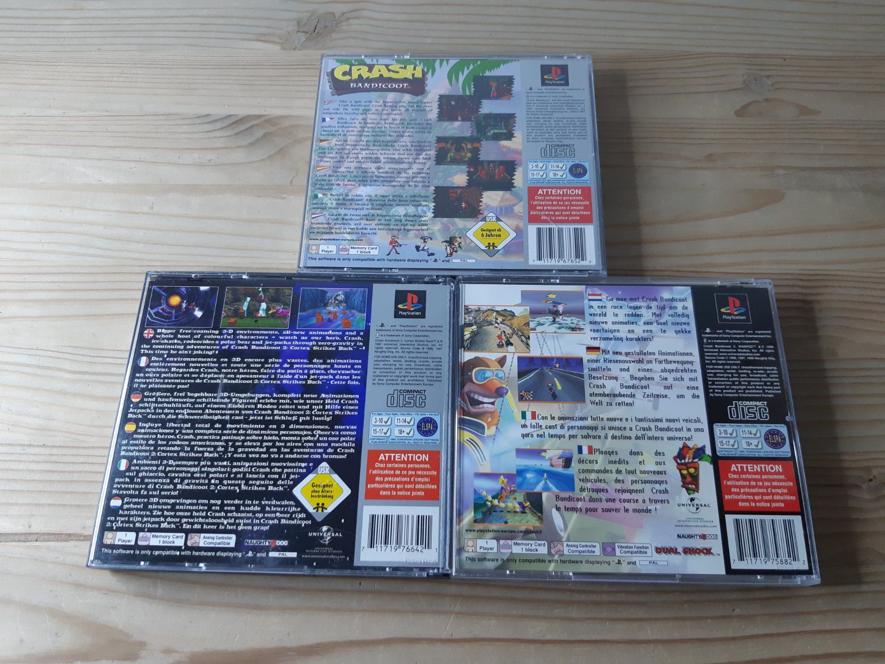Sony Spiele: Crash Bandicoot Set: 1 + II 2 Cortex Strikes Back + 3 Warped – Gebraucht aus Welschenrohr von  1