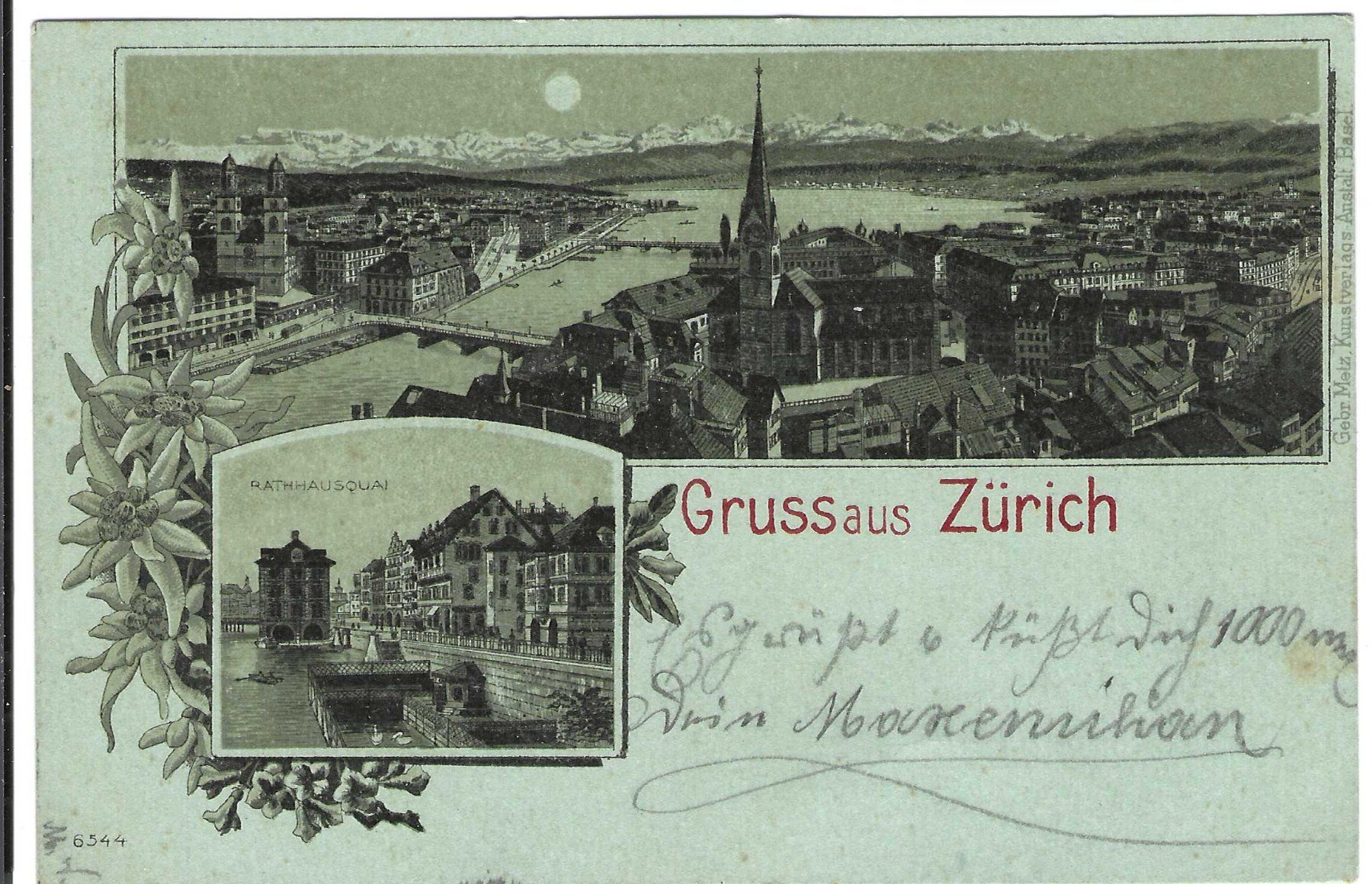 Cartoline postali: Gruss aus Zürich, Litho – Usato da Wildhaus venduto da Brunphil