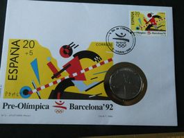 Congo 1991, 100 Francs,  Münzbrief Barcelona'92