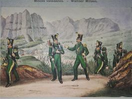 Wallis Leukerbad Militär Lithographie