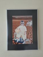 Tableau enfant, collage fait main dans cadre en aliminium