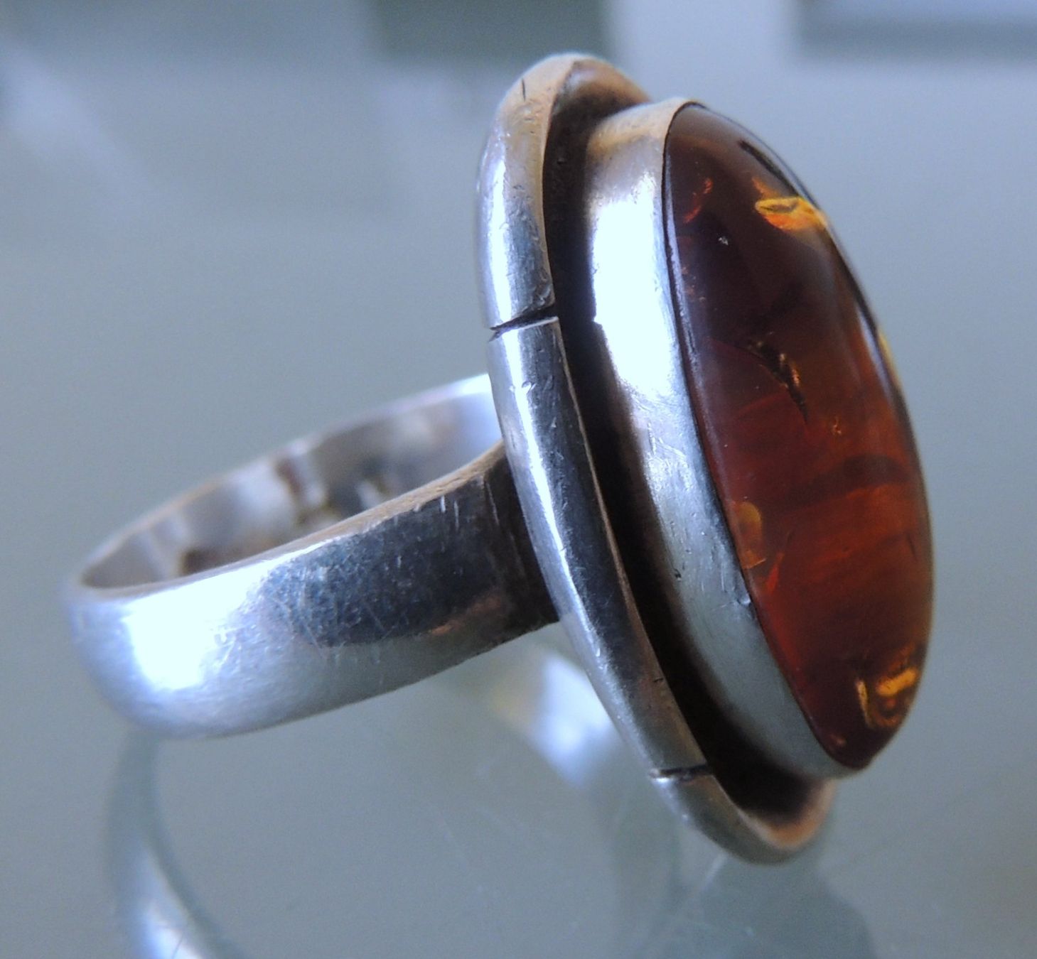 Anelli: Bernstein Silber 800 Fingerring Gr. 59 – Usato da Waldenburg venduto da schaller707 2