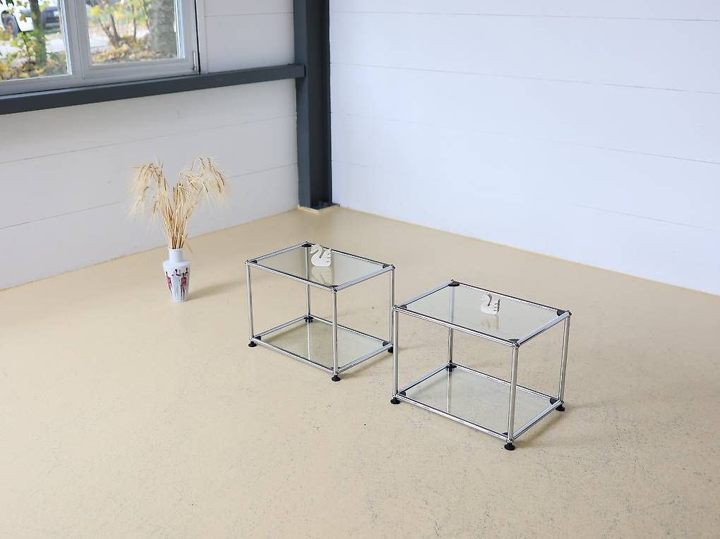 USM Tavoli: USM Haller Beistelltische aus Glas – Usato da Meinisberg venduto da atelier_TILIJA