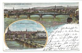 Gruss aus Basel - 3 Brücken - Schlumpf-Litho No 17 - 1899