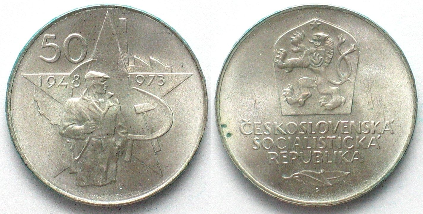 Tutti le monete: CZECHOSLOVAKIA 50 Korun 1973 silver UNC – Usato da Riehen venduto da sesambestcoins2004
