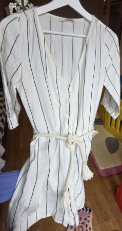 Sessùn Jumpsuit Weiss Gestreift - Gr. M - inkl. Kordelgürtel