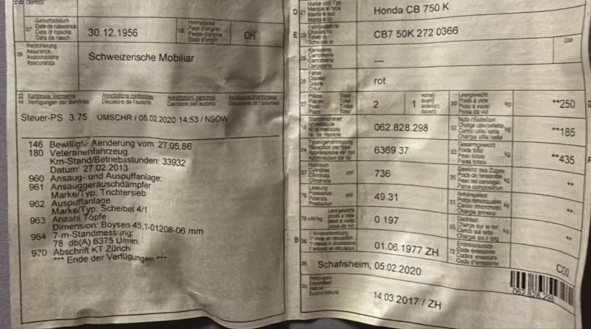 Honda Strasse: Honda CB 750 K, Veteran – Gebraucht aus Meggen von PrecisionBobbers 9
