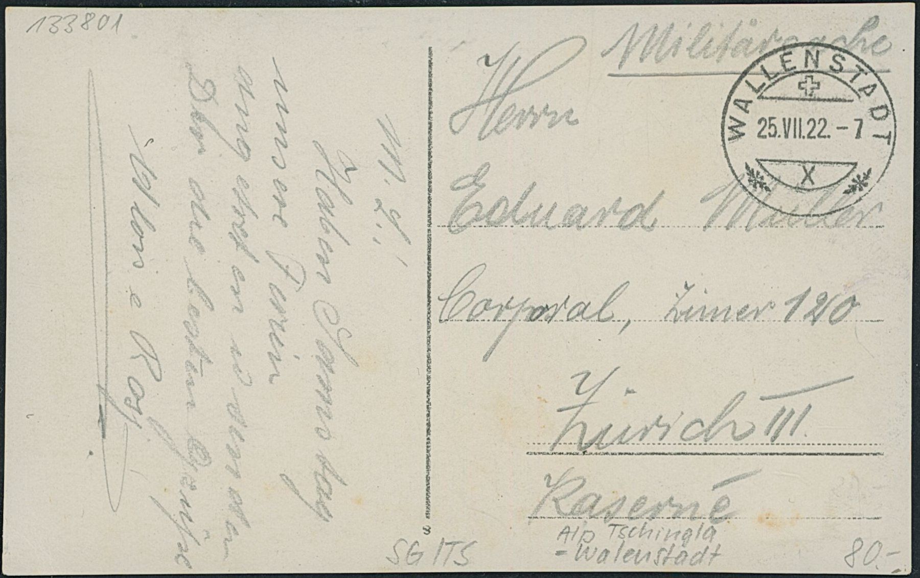 Cartoline postali: SG Tschingla - Tschingeln Alp - Walenstadt – Usato da Schindellegi venduto da leecollect 1