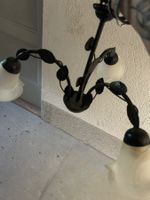 Suspension luminaire métal noir 3 abat-jour verre opale b...