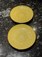 Gelbe Keramik Teller mit Herz Muster, Ø 20cm, neu!
