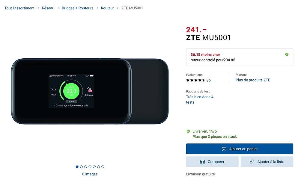 Modem & Router: Routeur 5G ZTE MU5001 – Usato da Fribourg venduto da Tipex 3