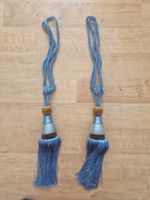 4 Vorhanghalter mit Quasten, hellblau, neu