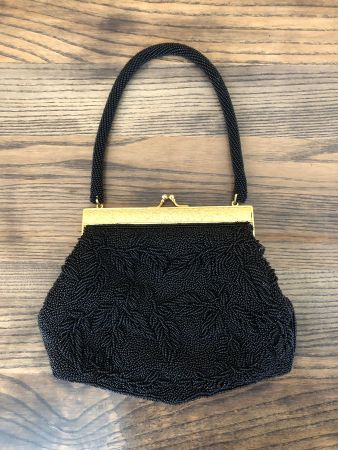 ✨ 🖤 Vintage Clutch Abendtasche mit Perlen schwarz ✨ 🖤