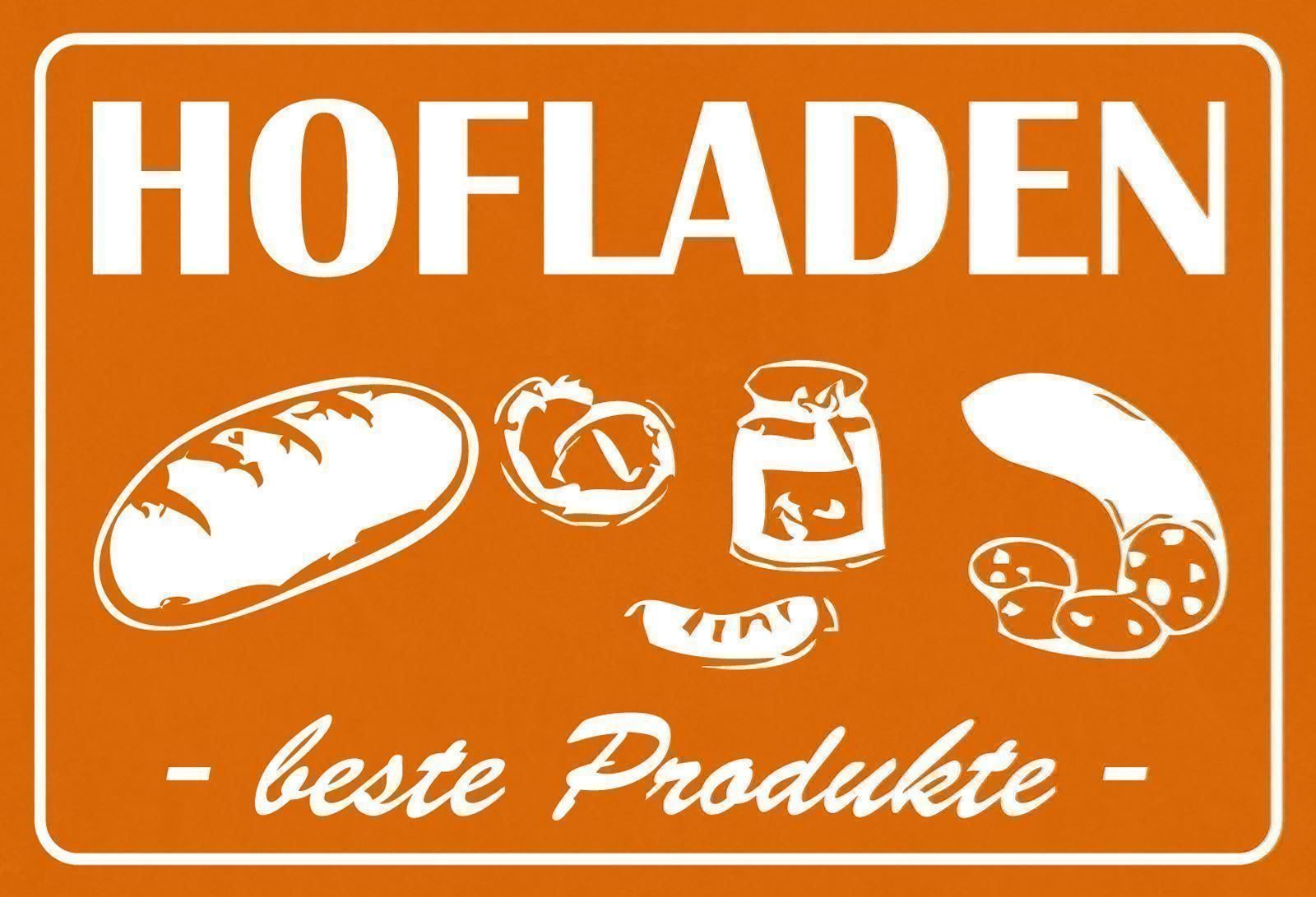 Insegne: Blechschild-HOFLADEN-orange – Nuovo e nell'imballaggio originale da Rupperswil venduto da big-one-sale