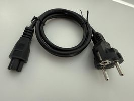Schuko gerade auf IEC C5, Netzkabel 1.0m, Schwarz, Fabrikneu