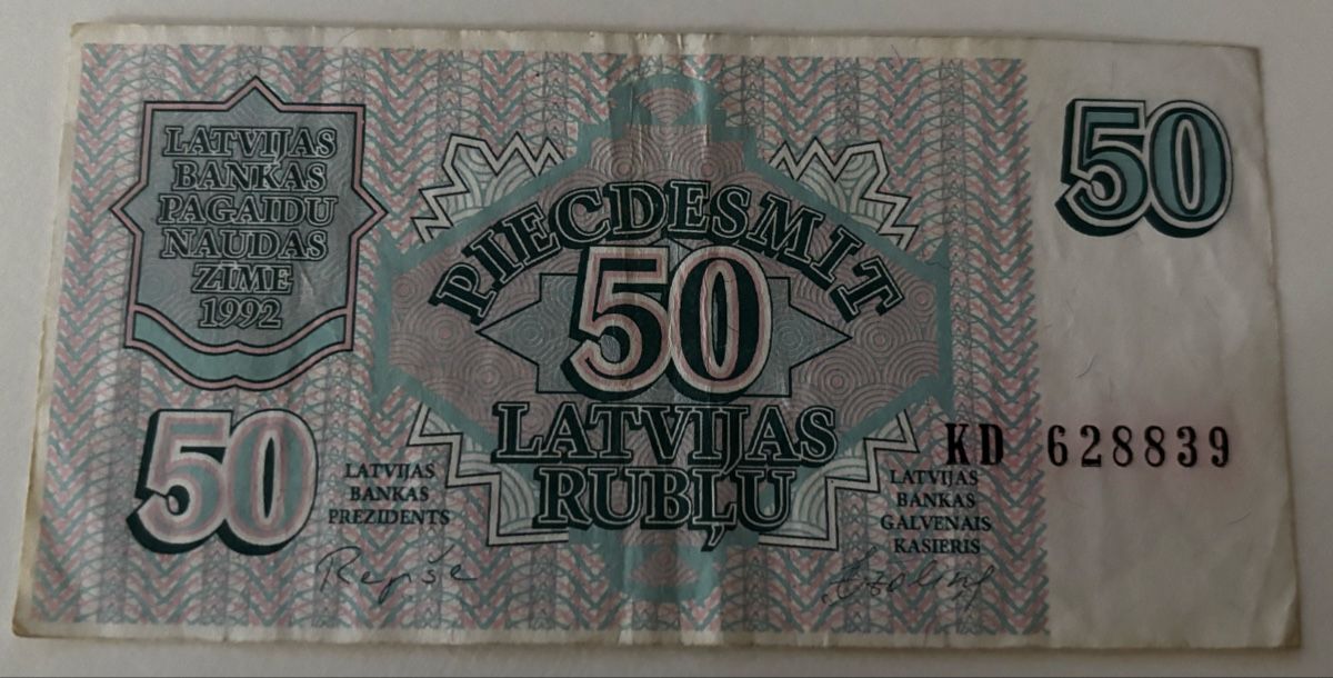 Banconote: Lettland 50 Rublu 1992 – Usato da Algetshausen venduto da Carrhard 1