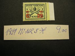 1931 VATIKAN FREIMARKE MiNr 5 POSTFRISCH/*falz