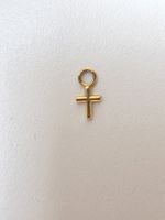 Kleiner Kreuz Anhänger, Goldfarbe, für Ohren- Pearcing