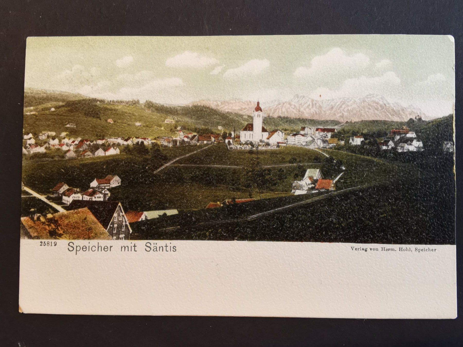 Ansichtskarten: Speicher  Appenzell  Säntis  Kirche   Ansichtskarte Alpstein – Gebraucht aus Rheineck von kat_7gld