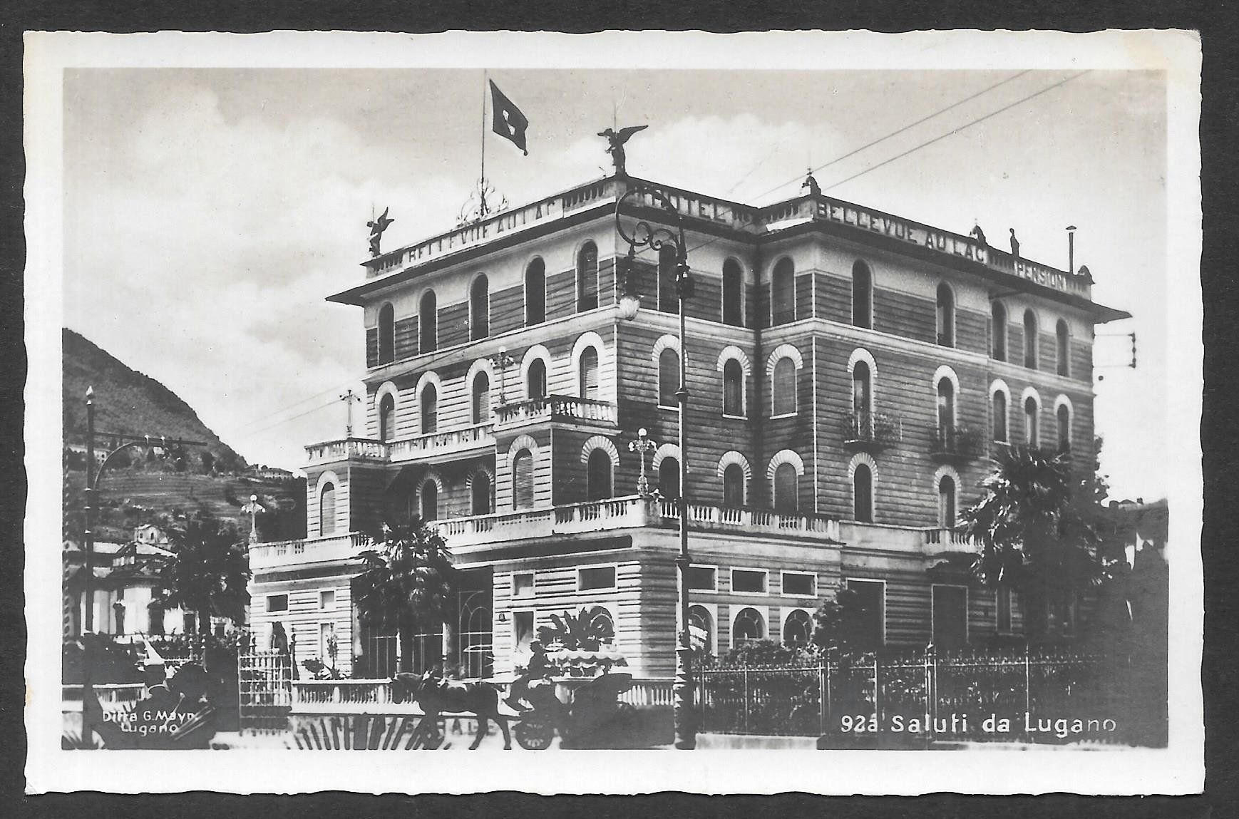 Cartoline postali: Lugano Hôtel Bellevue au Lac – Usato da Olten venduto da clotaldi