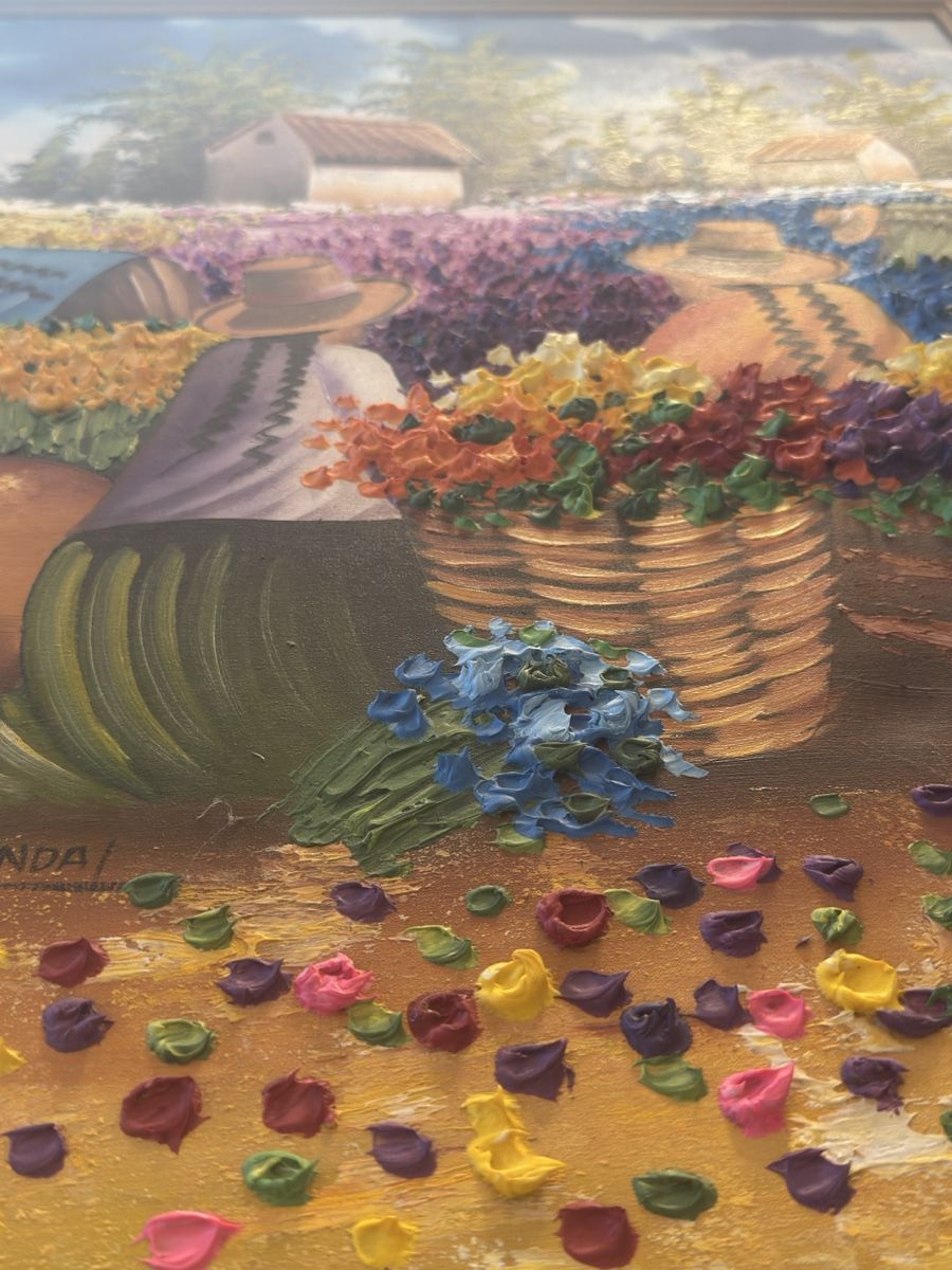 Dipinti: Ölgemälde "Blumenpflücker" von E. Miranda, Vintage Zustand – Usato da Horw venduto da abc_b5tj 3