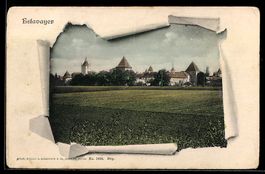 AK Estavayer, Panorama de la ville avec tours et remparts, c