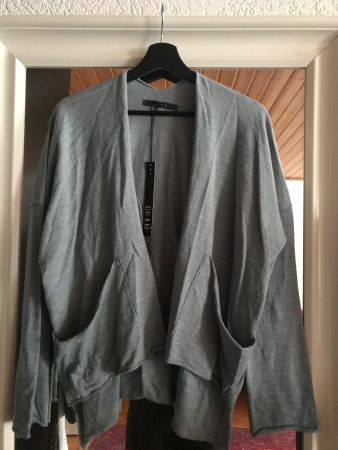 Cardigan ample OZAI N KU, taille 1 (large), gris bleuté