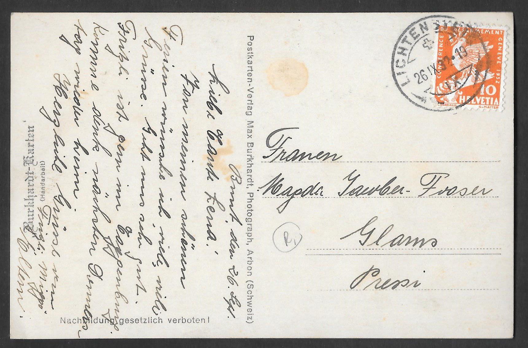 Cartoline postali: Lichtensteig Teilansicht Burkhardt-Karte – Usato da Olten venduto da clotaldi 1