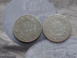 2 x 2 Fr. 1860 B - Helvetia assise