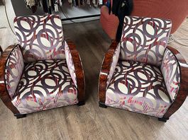 Fauteuils club art deco noyer