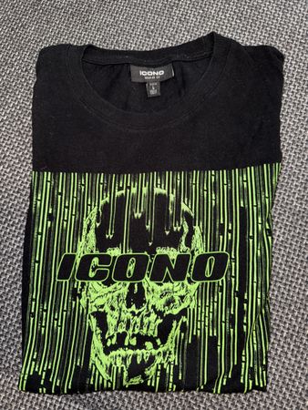 ICONO T-Shirt mit Totenkopf, Schwarz, Grösse L Top!