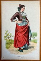 St. Gallen - Femme en costume traditionel - AK