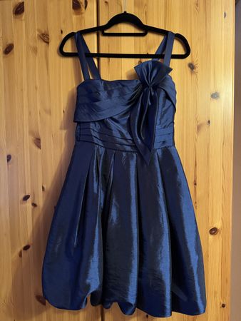 Abito da sera blu scuro corto taglia S-M a palloncino