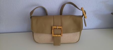 Saccobono Da.Tasche shic Olivgrün/hellbeige Bambus Schnalle